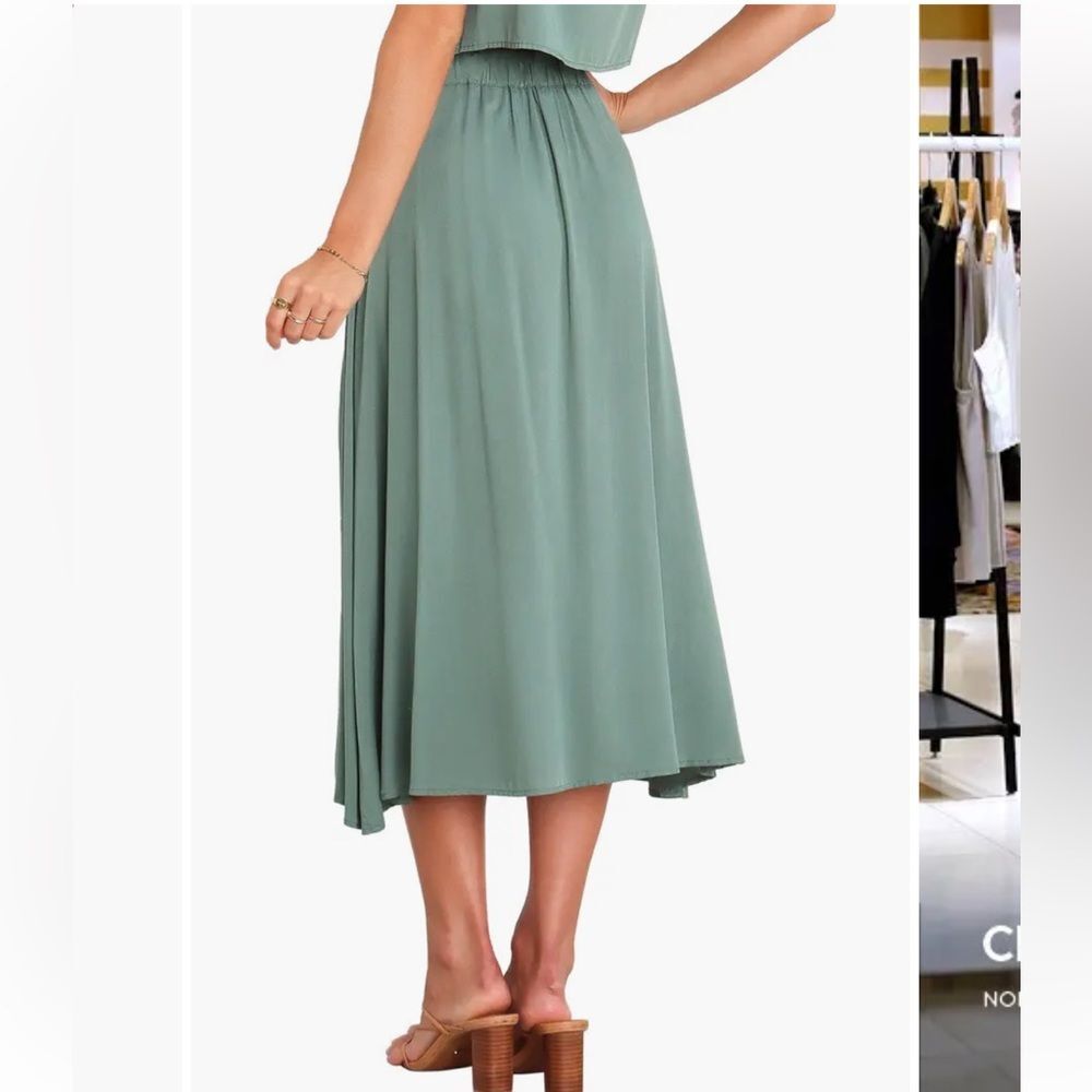 NEW Petal & Pup Ava Button Front Midi Skirt Green Size 0 - Picture 2 of 11